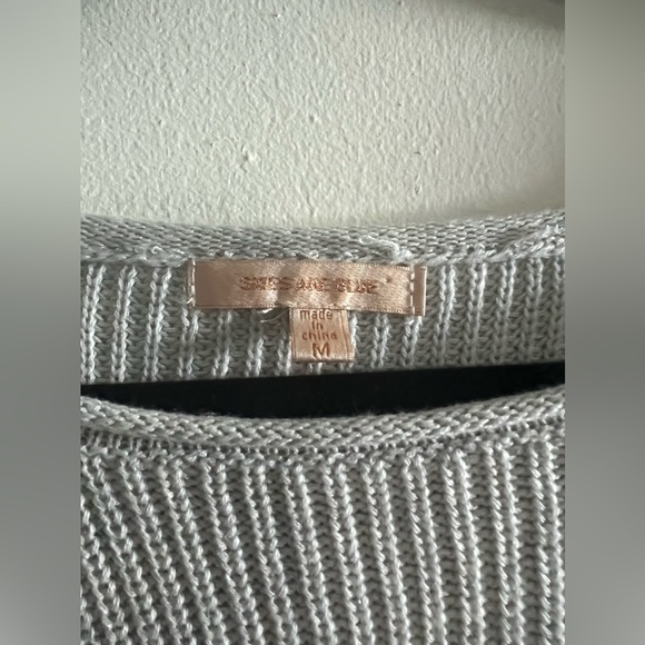 Skies Are Blue Light Gray Knit Sweater w Black Patches - Picture 2 of 6